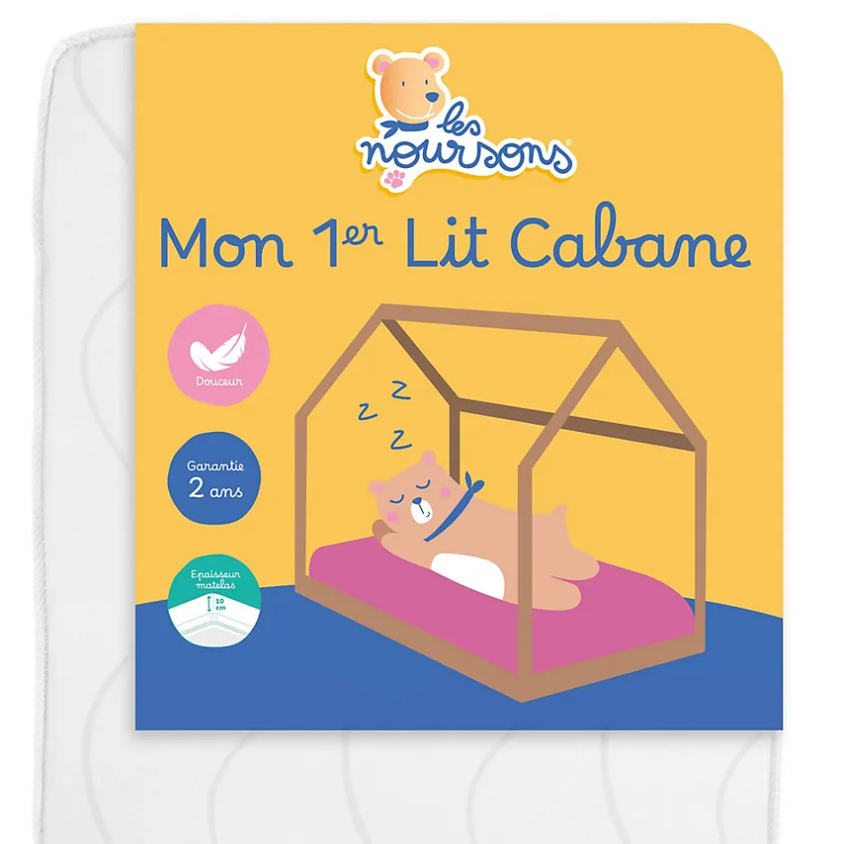 Les Noursons Matelas Enfant / Bébé 80x160 cm - Idéal pour Lit Cabane / Lit Gigogne - Réversible - Oeko Tex