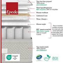 Epeda Matelas LE MAJESTUEUX 90x190 Ressorts