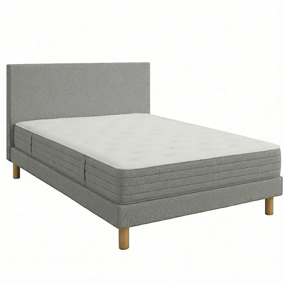 Essenzia Matelas LEVITATION Très Ferme 1000 + Sommier Tradition Graphic 13 cm + Pieds 120x190 Gris clair Ressorts