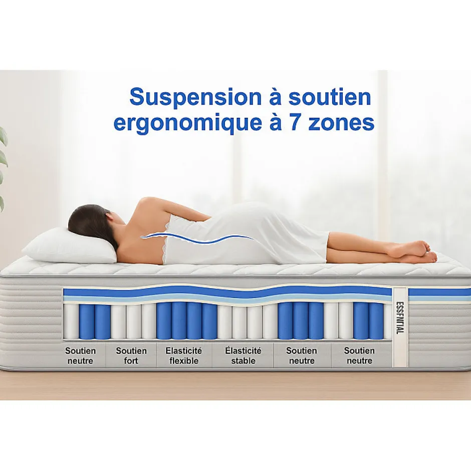 Essenzia Matelas SPRING 1200 RESSORTS CLASSIC 110x200 Ressorts
