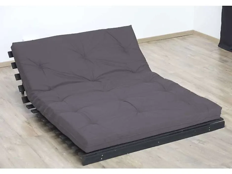Idliterie Matelas futon coton et fibres taupe 160x200 Clearance