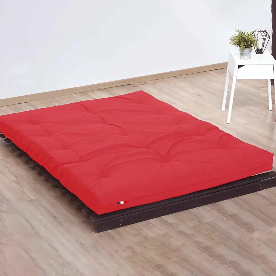 Idliterie Matelas futon latex et fibres rouge 140x190 New