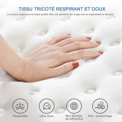 ProximaX Matelas hybride à ressorts ensachés 200x90x25 cm, Indépendance de couchage, soutien ergonomique, tissu respirant 3D, Blanc et gris Clearance