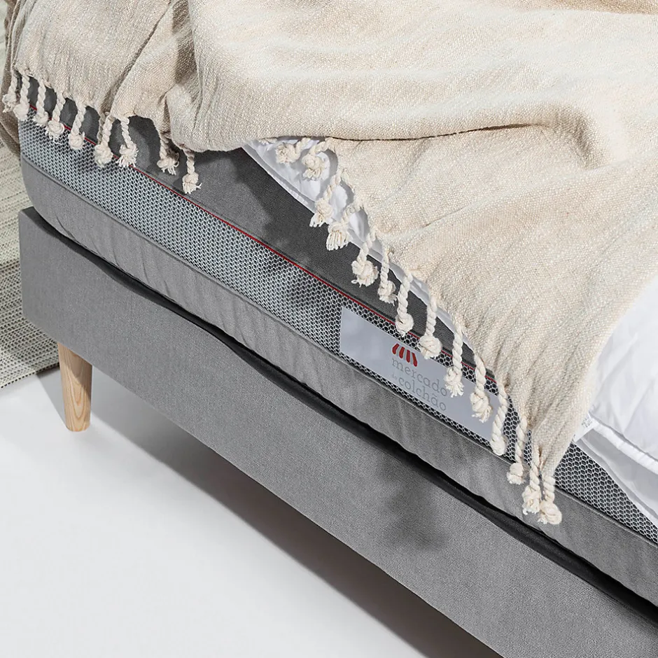 Mercado Do Colchão Matelas Luxury - ressorts ensachés et mousse viscoélastique, tissu Aloe Vera, 1400 x 1900 mm, ép. 27 cm
