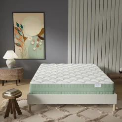 November Matelas Maia - Mousse Végétale à Mémoire de Forme & Coutil Aloe Vera - Matériaux Responsables - (140 x 190 cm) - Épaisseur 22cm