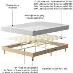 Teeno Matelas Mousse à Mémoire 140x200 cm + Sommier Tapissier, Épaisseur 21 cm Online