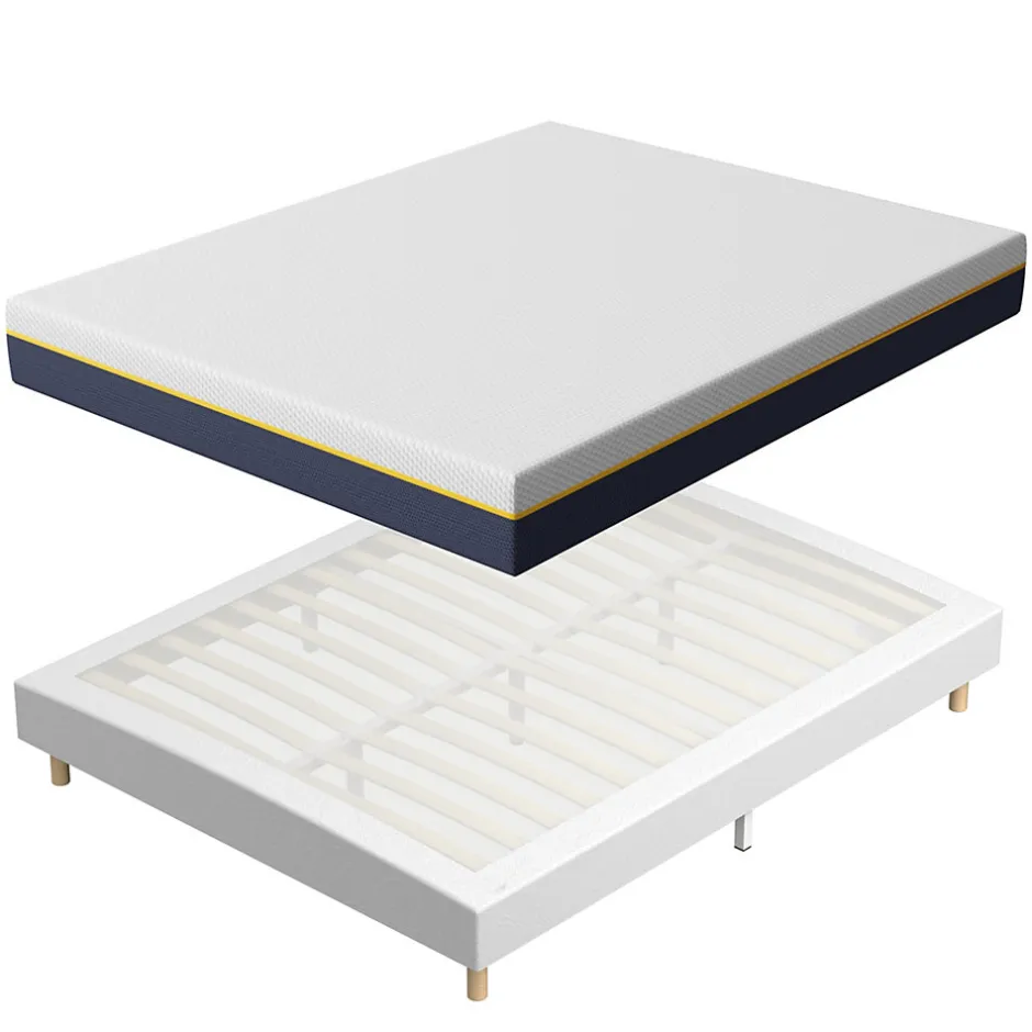 Teeno Matelas Mousse à Mémoire 160x200 cm + Sommier Tapissier, Épaisseur 17 cm
