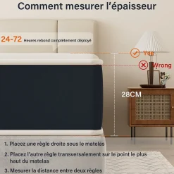 Teeno Matelas mousse 140x200, 28 cm Matelas en mousse, Advanced Sleep Care, Respirant, Zone 7, réversible des deux côtés
