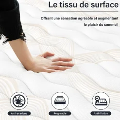 Teeno Matelas mousse 140x200, 32 cm Matelas en mousse, Advanced Sleep Care, Respirant, Zone 7, réversible des deux côtés