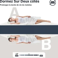 Teeno Matelas mousse 140x200, 32 cm Matelas en mousse, Advanced Sleep Care, Respirant, Zone 7, réversible des deux côtés