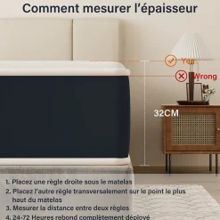 Teeno Matelas mousse 140x200, 32 cm Matelas en mousse, Advanced Sleep Care, Respirant, Zone 7, réversible des deux côtés