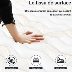 Teeno Matelas mousse 160x200, 32 cm Matelas en mousse, Advanced Sleep Care, Respirant, Zone 7, réversible des deux côtés New