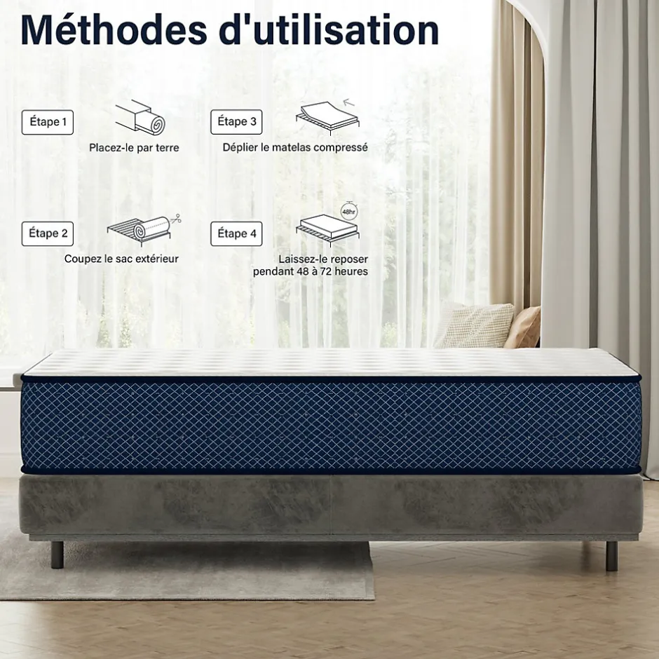Teeno Matelas mousse 160x200 cm, epaisseur 30 cm Ferme 7 zones de confort en mousse, Réversible Soutien Parfait