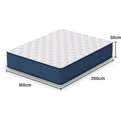 Teeno Matelas mousse 160x200 cm, epaisseur 30 cm Ferme 7 zones de confort en mousse, Réversible Soutien Parfait