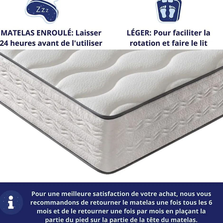 Dagostino Home Matelas Mousse 140x190 Firenza, Ferme, Réversible, Côté Été/hiver, H25 Cm Hot