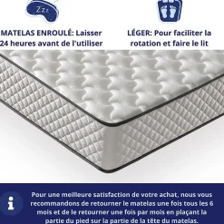 Dagostino Home Matelas Mousse 140x190 Florida, Ferme, Réversible, Côté Été/hiver, H20 Cm