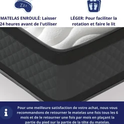 Dagostino Home Matelas Mousse 90x190 Onyx, Ferme, Réversible, Côté Été/hiver, H20 Cm