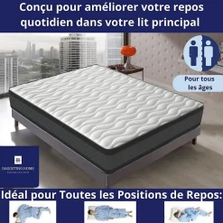 Dagostino Home Matelas Mousse 160x200 Onyx, Ferme, Réversible, Côté Été/hiver, H20 Cm New