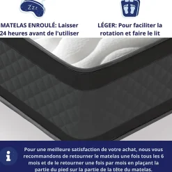 Dagostino Home Matelas Mousse 160x200 Onyx, Ferme, Réversible, Côté Été/hiver, H20 Cm New