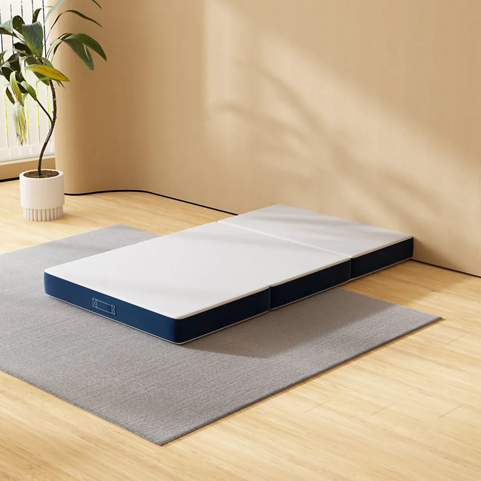 Teeno Matelas Pliant Triple 90X200CM, Matelas Polyvalent, 15cm Mousse épaisse, Housse Amovible et Lavable en Machine, Poignée de