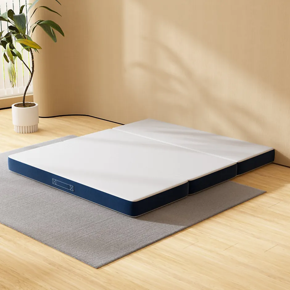 Teeno Matelas Pliant Triple 160X195CM, Matelas Polyvalent, 15cm Mousse épaisse, Housse Amovible et Lavable en Machine, Poignée de