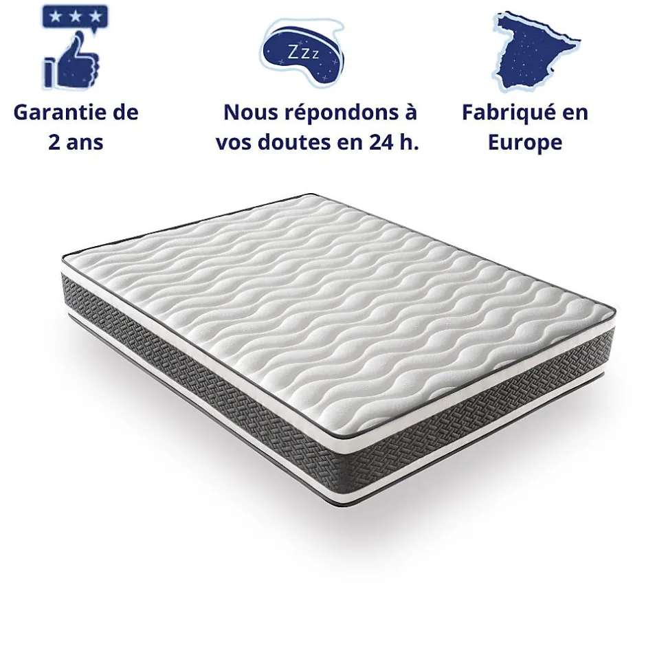 Dagostino Home Matelas Ressorts Ensachés 140x200 Montecarlo, Ferme, Réversible, Côté Été/hiver, H25 Cm