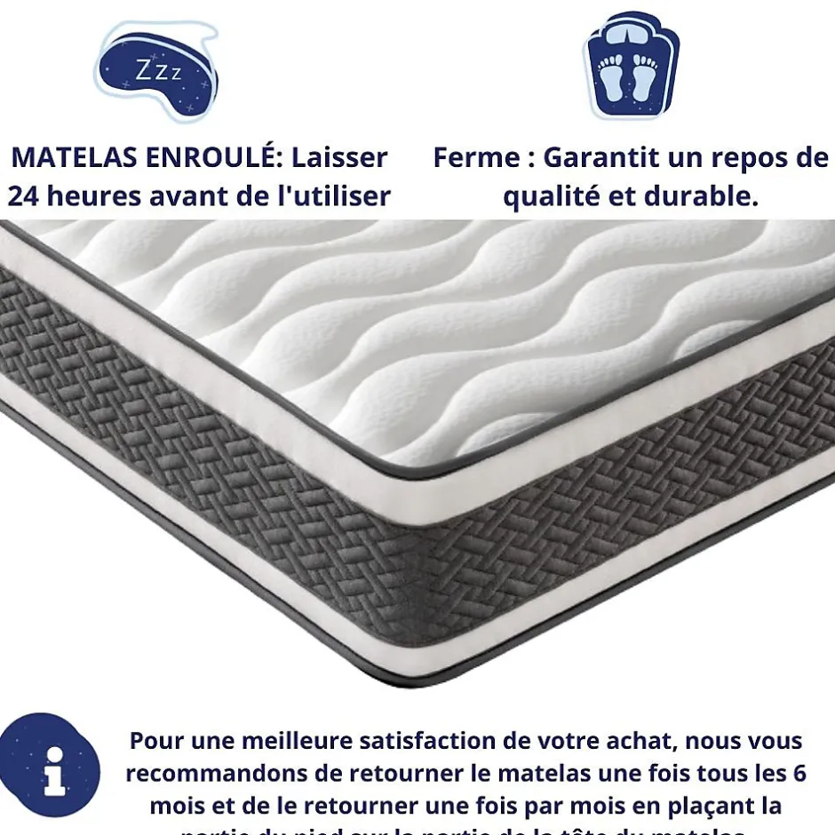 Dagostino Home Matelas Ressorts Ensachés 140x190 Montecarlo, Ferme, Réversible, Côté Été/hiver, H25 Cm