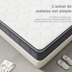 Teeno Matelas Ressorts 140x190 cm, Confort, 7 Zones Ergonomique,25 cm d'épaisseur