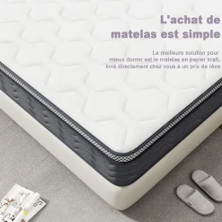 Teeno Matelas Ressorts 160x200 cm, Confort, 7 Zones Ergonomique,25 cm d'épaisseur Hot