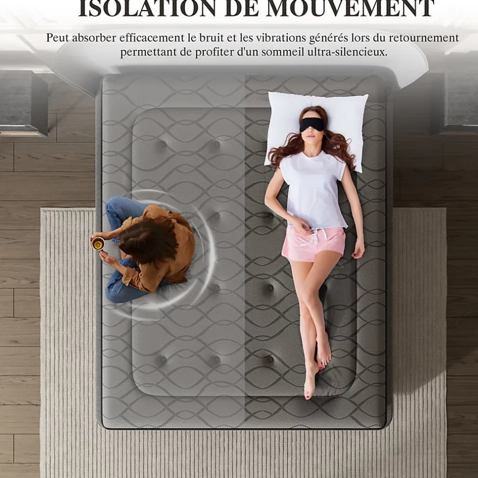 Teeno Matelas Ressorts 140x190 cm de Forme en Mousse et Ressorts, 30 cm Épaisseur