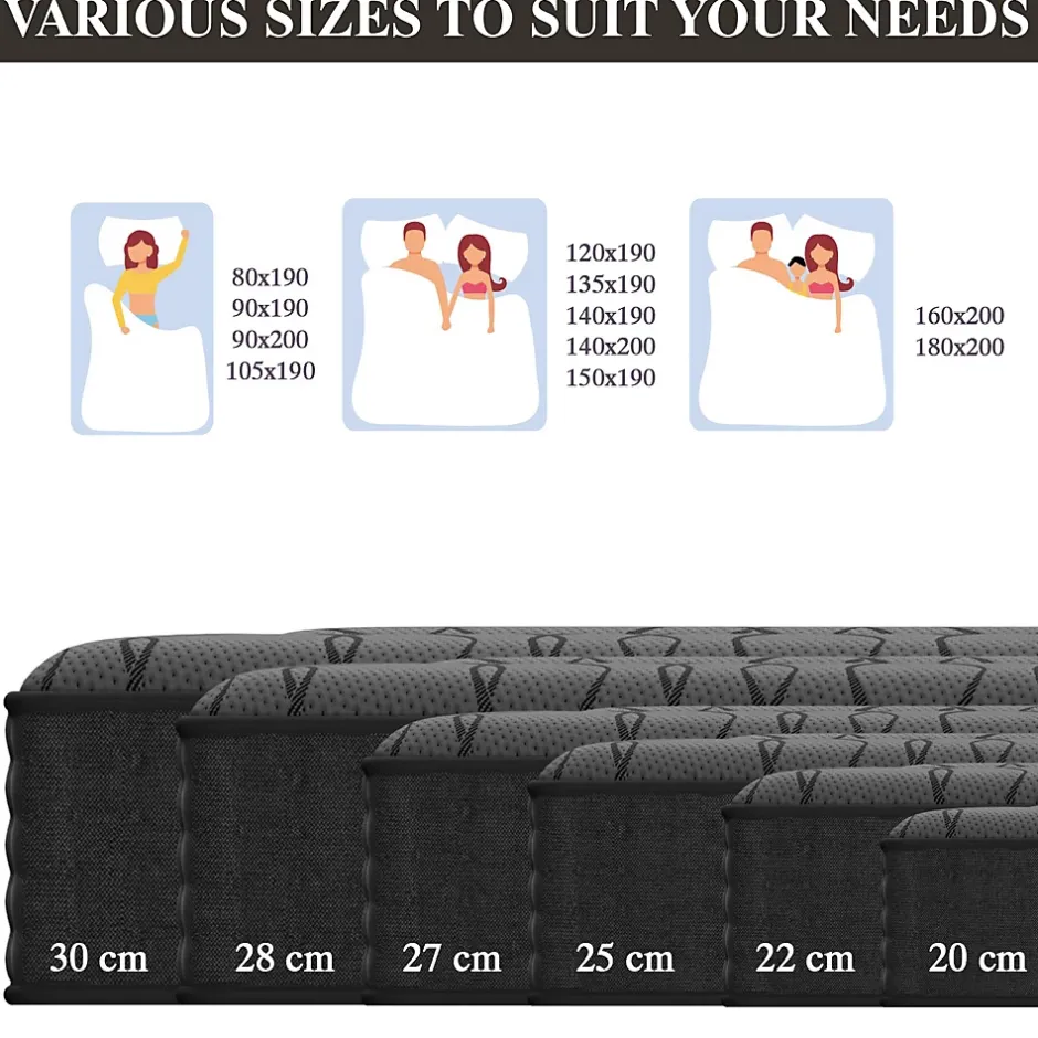 Teeno Matelas Ressorts 140x190 cm de Forme en Mousse et Ressorts, 30 cm Épaisseur