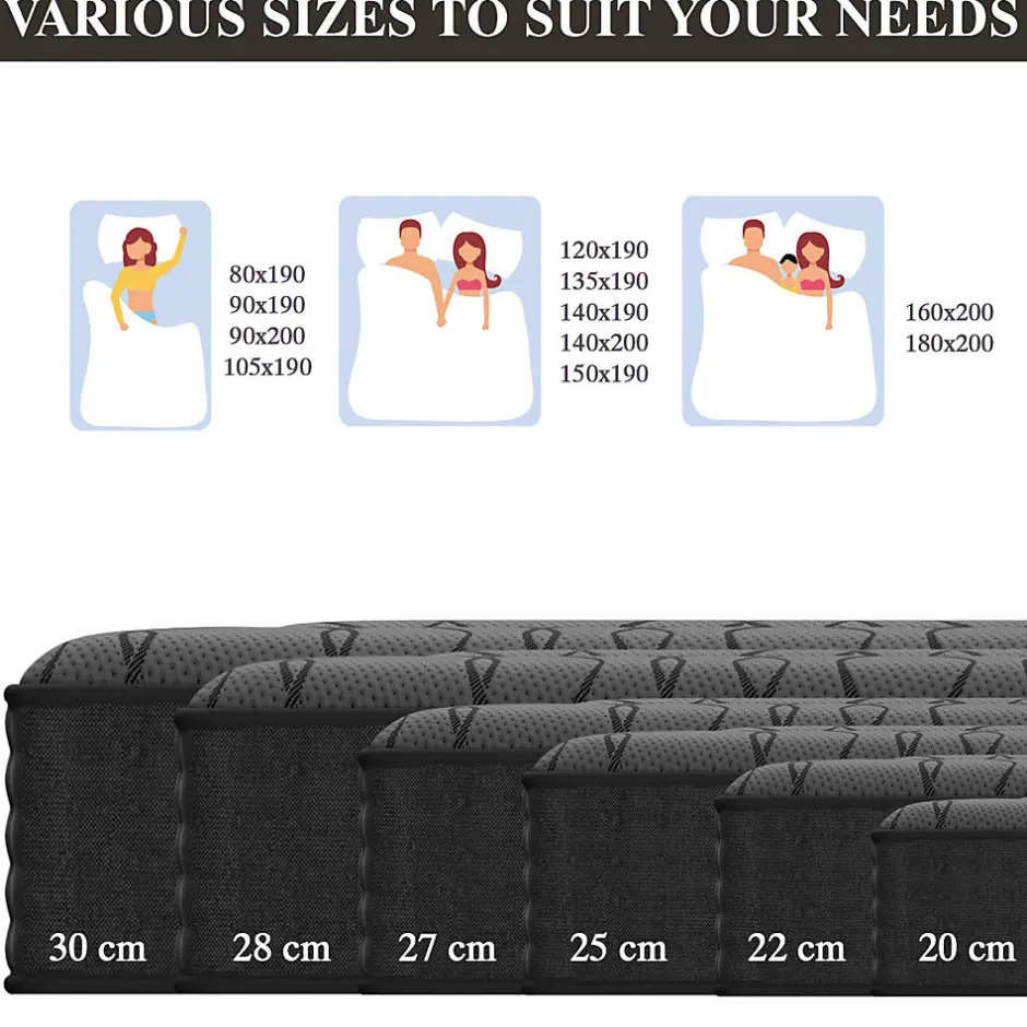 Teeno Matelas Ressorts 160x200 cm de Forme en Mousse et Ressorts, 28 cm Épaisseur