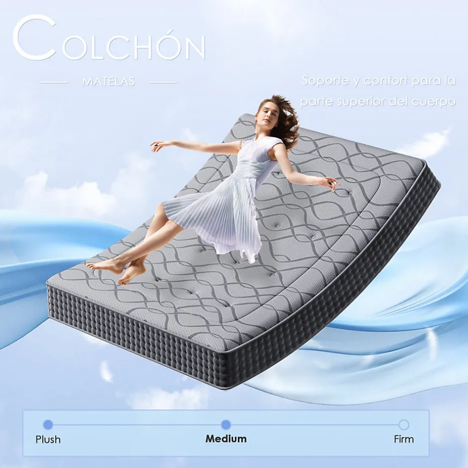Teeno Matelas Ressorts 90x200 cm de Forme en Mousse et Ressorts, 30 cm Épaisseur