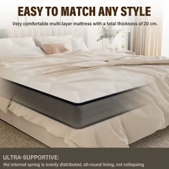 Teeno Matelas Ressorts 140x190 Épaisseur 20 cm, Confort, 7 Zones Ergonomique Best