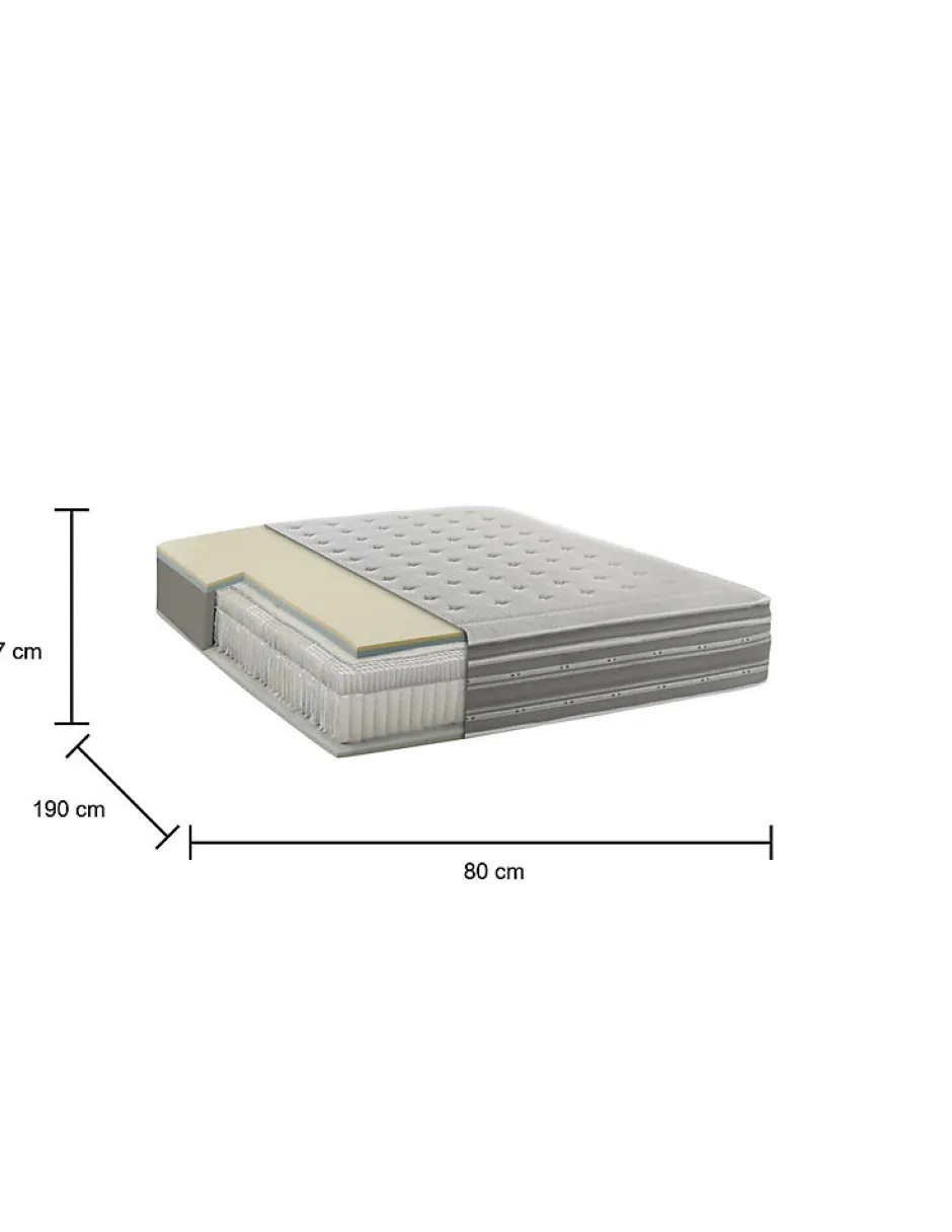 Talamo Italia Matelas simple Dmili, orthopédique en mousse à mémoire de forme et microressorts ensachés,, 80x190h37 cm