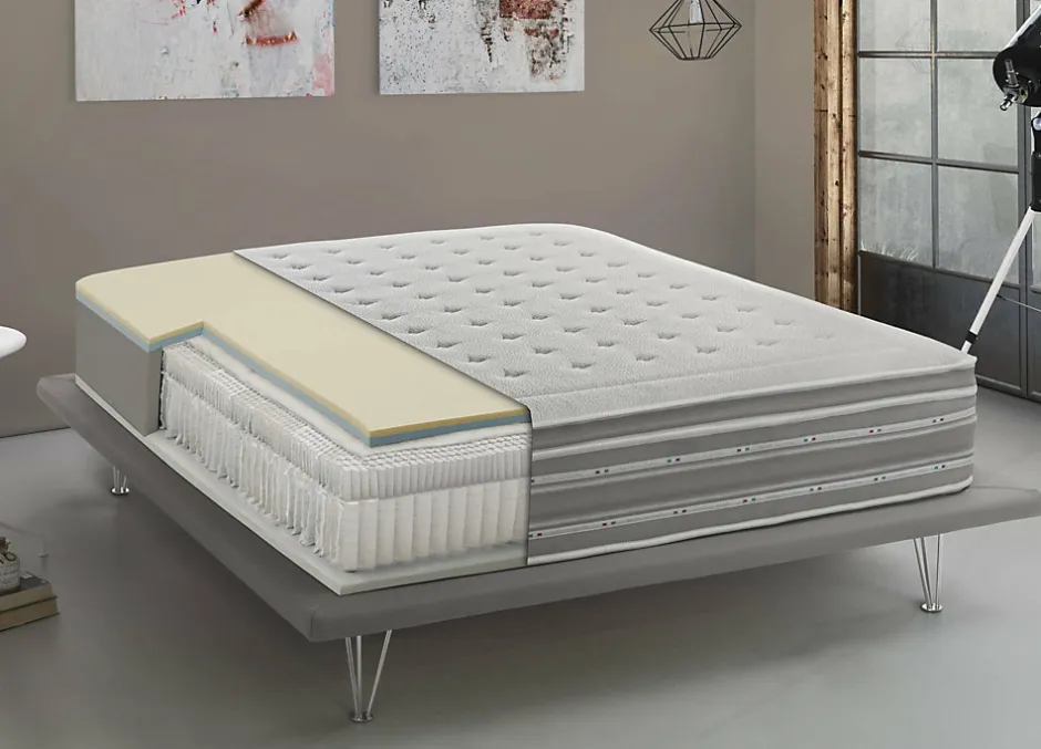 Talamo Italia Matelas simple Dmili, orthopédique en mousse à mémoire de forme et microressorts ensachés,, 80x190h37 cm