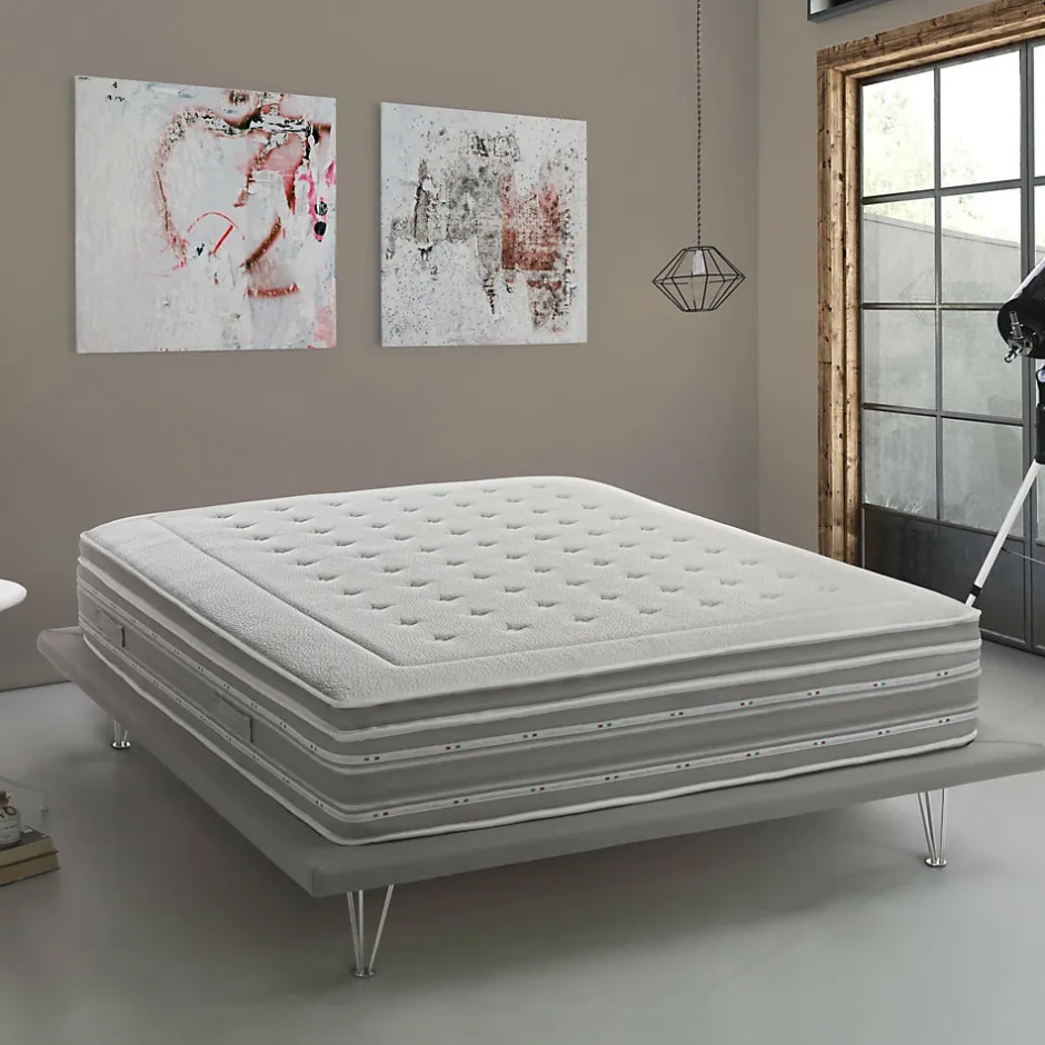 Talamo Italia Matelas simple Dmili, orthopédique en mousse à mémoire de forme et microressorts ensachés,, 80x190h37 cm