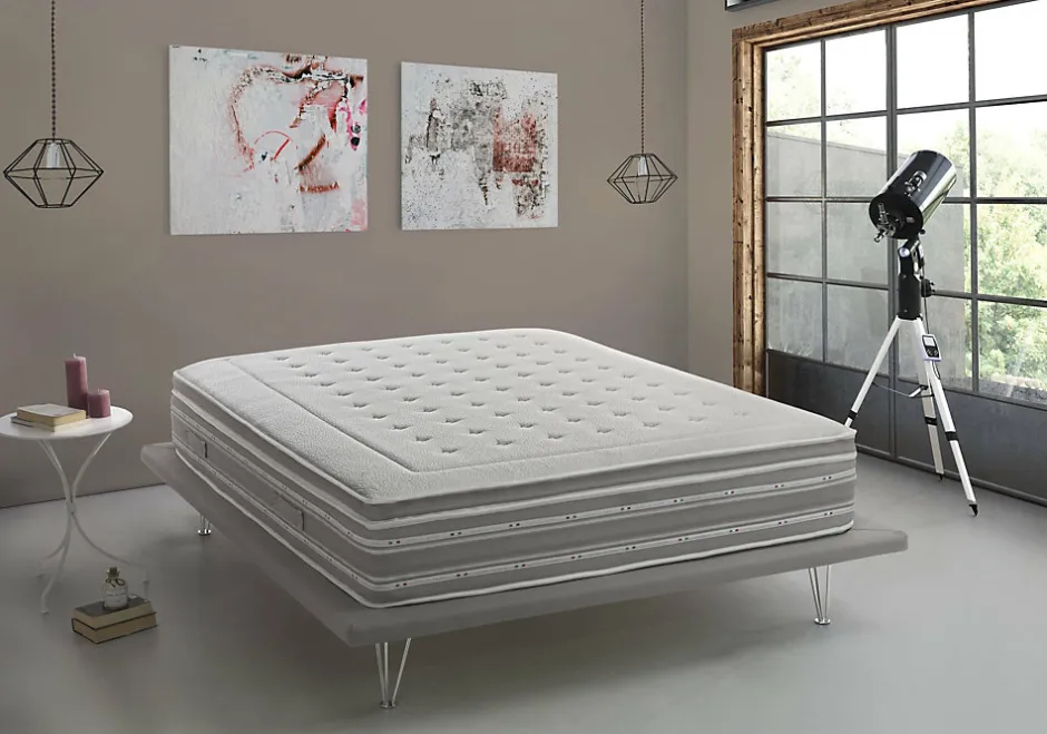 Talamo Italia Matelas simple Dmili, orthopédique en mousse à mémoire de forme et microressorts ensachés,, 80x190h37 cm