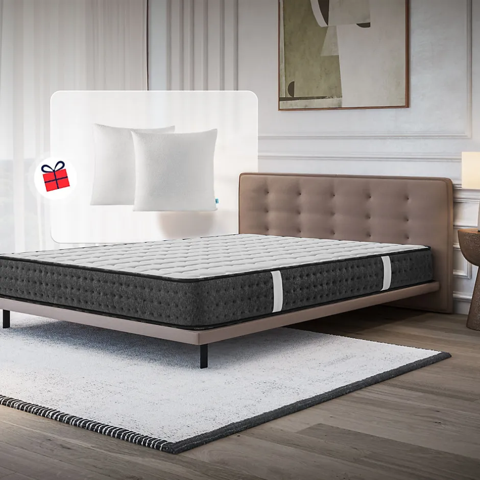 Cosmos Matelas 135x190 + 2 Oreillers 60x60 Offerts - Épais 21 cm - Mousse - Blue Latex - 7 zones de soutien - Réversible - Equinox