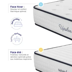 Cosmos Matelas 180x200 - Épais 30 cm - Mousse mémoire de forme - Blue Latex - Confort Ferme - 7 zones - Réversible - Durable - Upsilon Best
