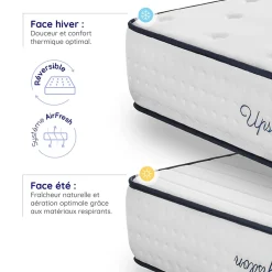 Cosmos Matelas 140x190 - Épais 32 cm - Mousse mémoire de forme - Blue Latex - Confort Ferme - 7 zones - Réversible - Durable - Upsilon