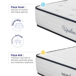 Cosmos Matelas 160x200 - Épais 30 cm - Mousse mémoire de forme - Blue Latex - Confort Ferme - 7 zones - Réversible - Durable - Upsilon