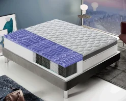 Materassiedoghe Matelas 120x190 à ressorts ensachés 800 - Epaisseur 28 cm - Mousse à mémoire de forme 6 cm - 9 zones de confort - Positano Hot