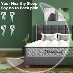 Okwish Matelas 140x200 cm - Matelas Orthopédique avec Ressorts ensachés 7 Zones et Mousse Froid - H3 Moyenne Ferme - 20 cm - Blanc