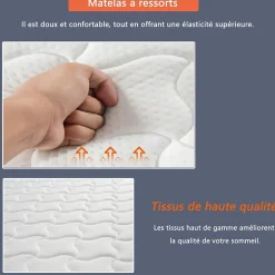 Okwish Matelas 90x200 cm - Matelas Ressorts avec Soutien Lombaire Ergonomique pour Enfant et Ado - Tissu, Métal, Roulé, Blanc Outlet