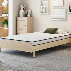 Okwish Matelas 90x200 cm - Matelas Ressorts avec Soutien Lombaire Ergonomique pour Enfant et Ado - Tissu, Métal, Roulé, Blanc Outlet