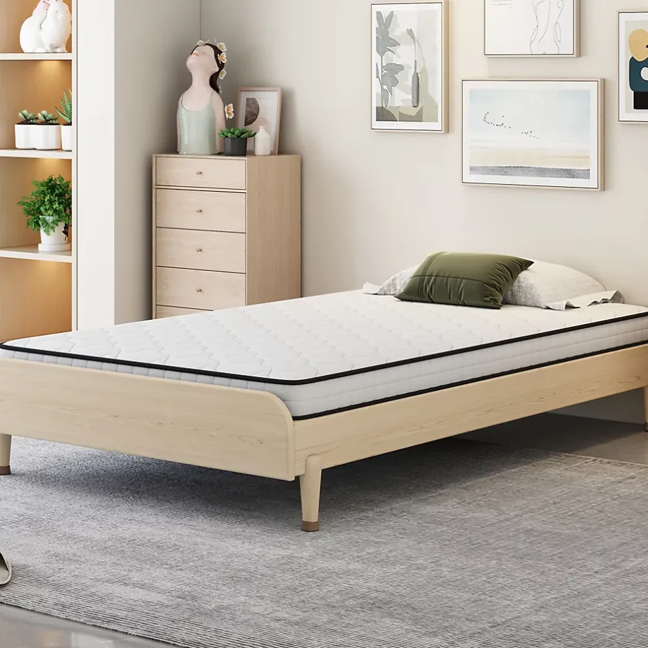 Okwish Matelas 90x200 cm - Matelas Ressorts avec Soutien Lombaire Ergonomique pour Enfant et Ado - Tissu, Métal, Roulé, Blanc Outlet