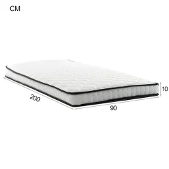 Okwish Matelas 90x200 cm - Matelas Ressorts avec Soutien Lombaire Ergonomique pour Enfant et Ado - Tissu, Métal, Roulé, Blanc Outlet