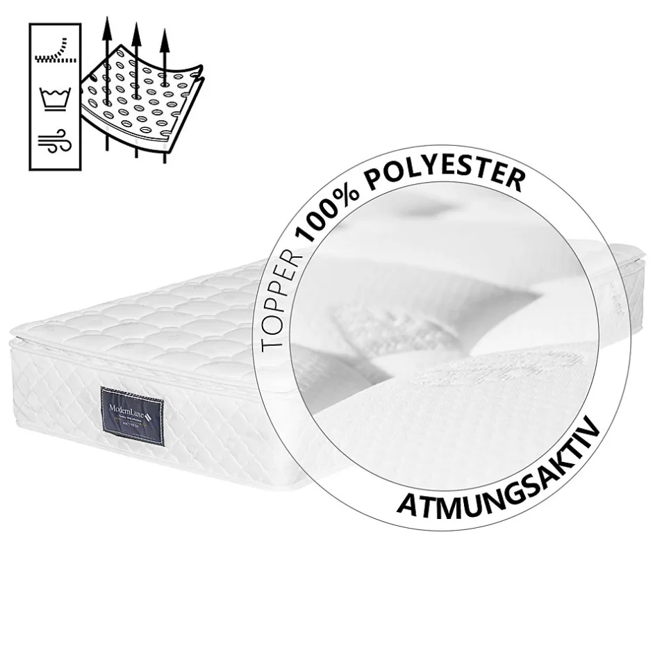 ProximaX Matelas 90x200 cm à Ressorts Ensachés, Mousse Froide 7 Zones, Microfibre Matelassée, Fermeté H3, Hauteur 25 cm, Certifié Oeko-Tex