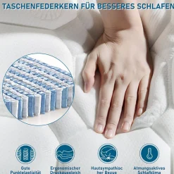ProximaX Matelas 90x200 cm à Ressorts Ensachés, Mousse Froide 7 Zones, Microfibre Matelassée, Fermeté H3, Hauteur 25 cm, Certifié Oeko-Tex